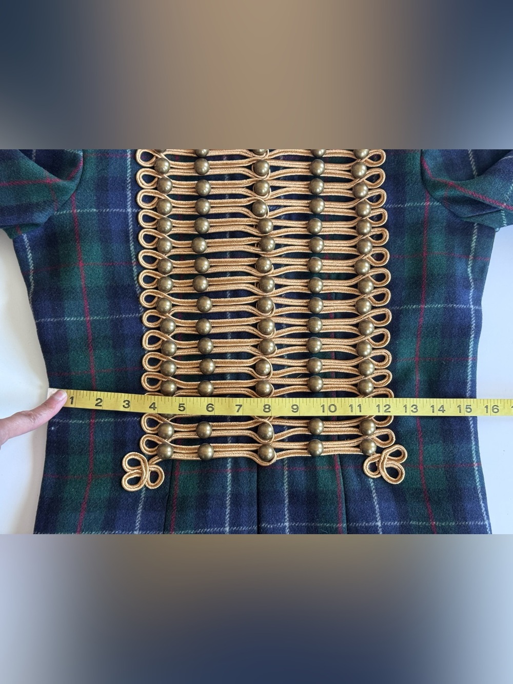 Denim & Supply Ralph Lauren Tartan Plaid Wool Military Jacket Napoleon Gold S - Picture 11 of 14